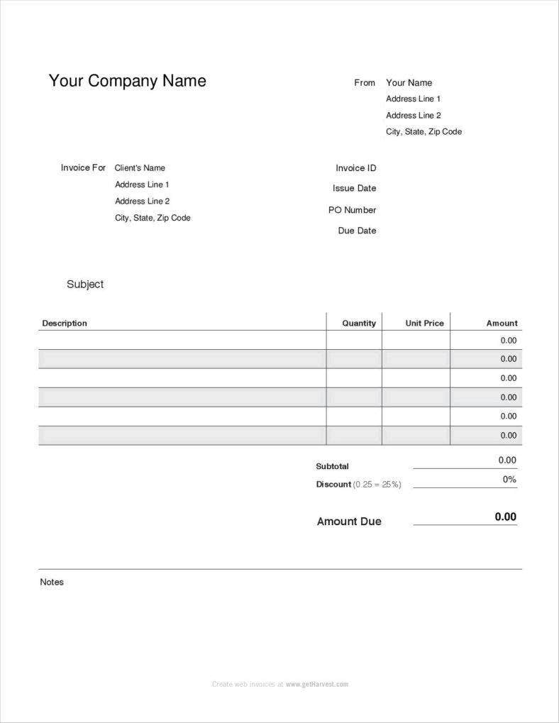 blank contractor invoice template fillable
