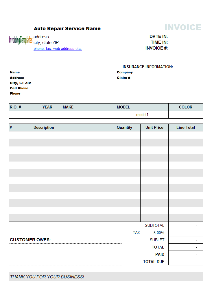 blank contractor invoice template fillable